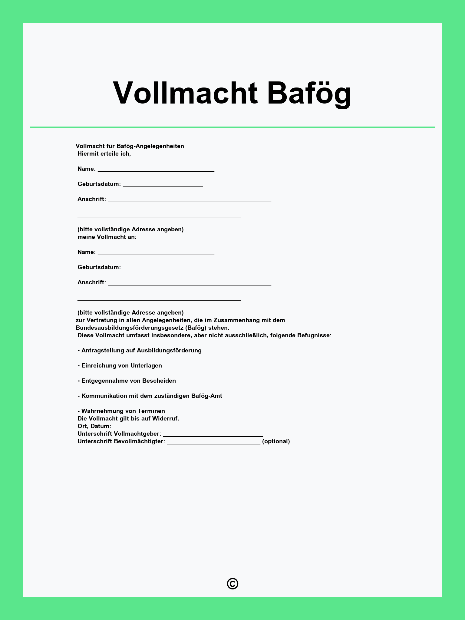 Vollmacht Bafög